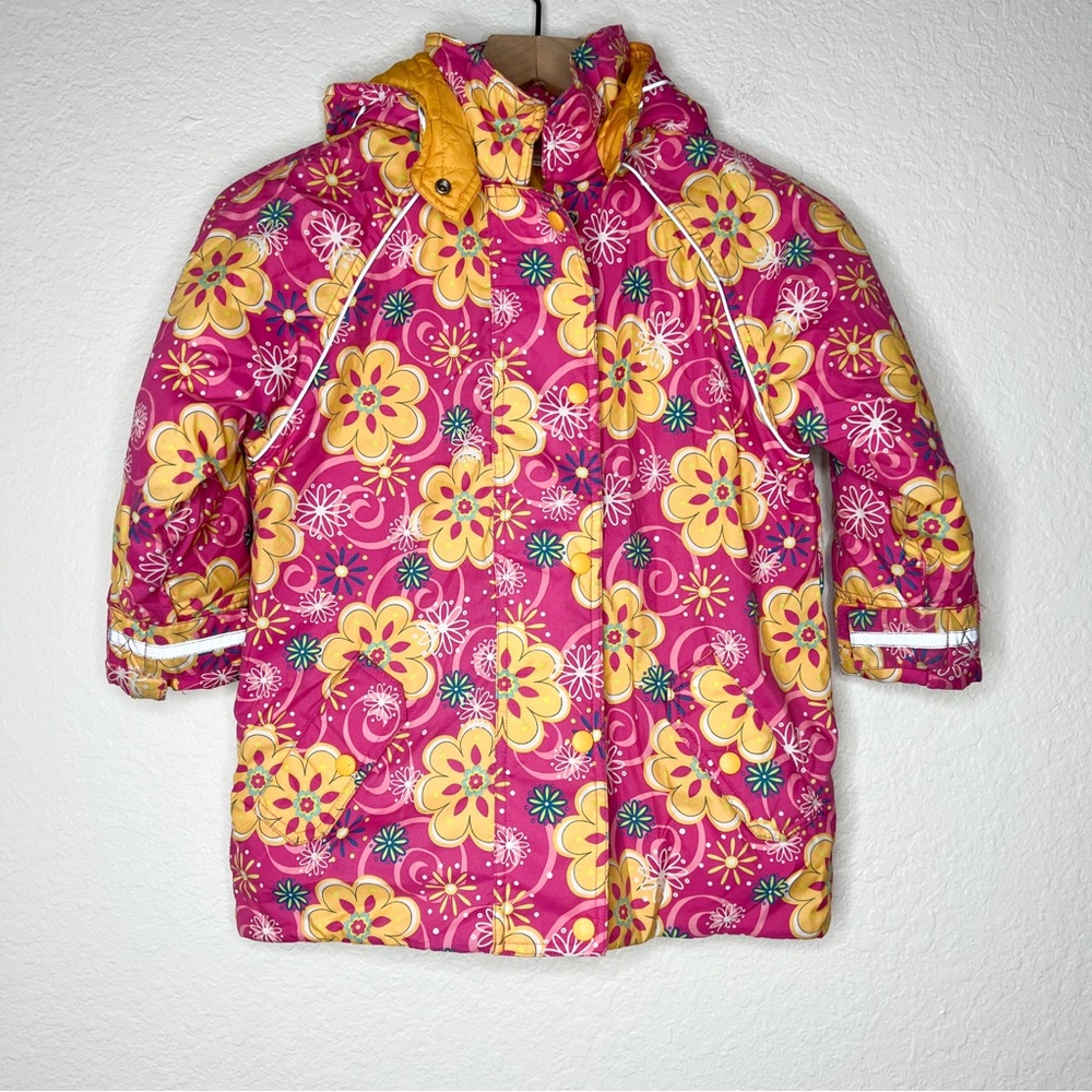 Hanna Andersson Pink Floral Quilted Jacket size 110cm Girls size 5